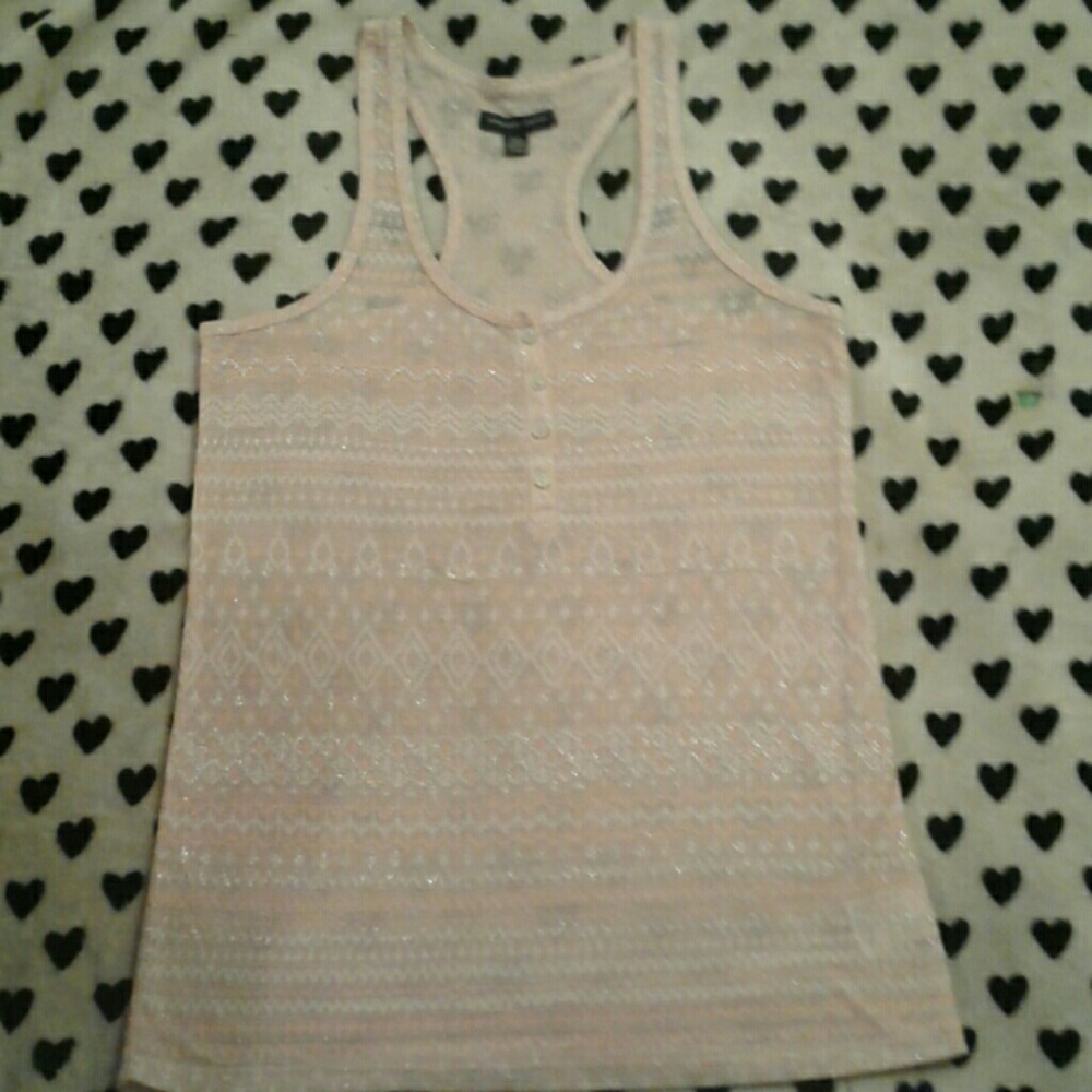Pink and Silver Sheer Razor Back Tank Top